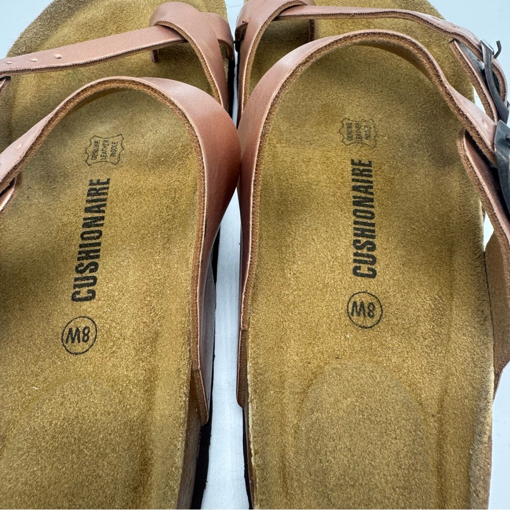 Cushionaire Luna Cork Footbed Sandals Rose Gold Size 8W Comfort Buckle Boho - Picture 6 of 10